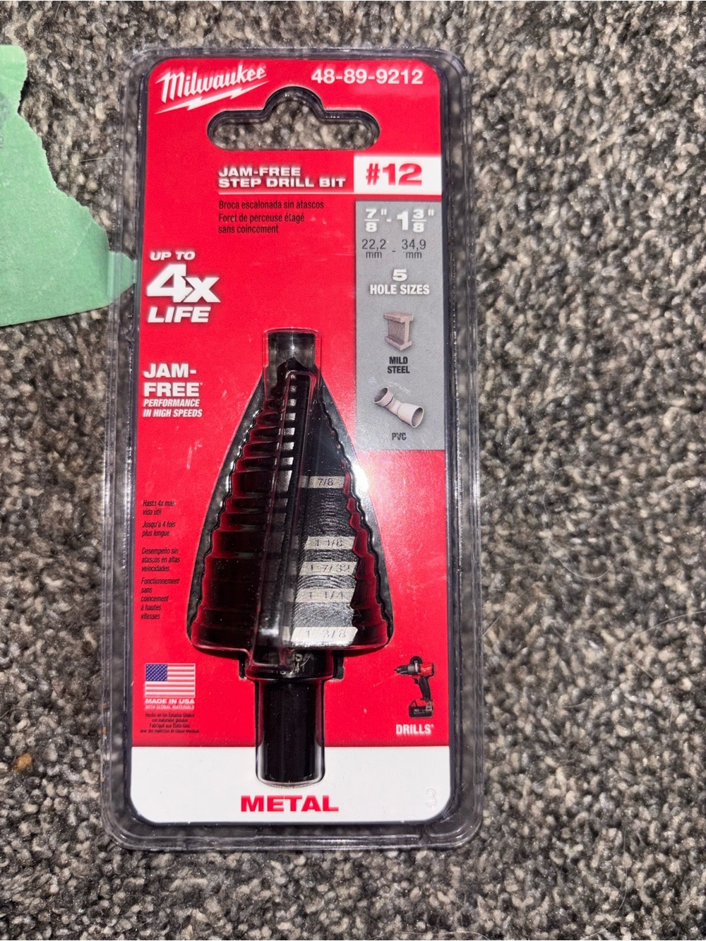 Milwaukee #12 Jam-Free Step Drill Bit – Red and Black